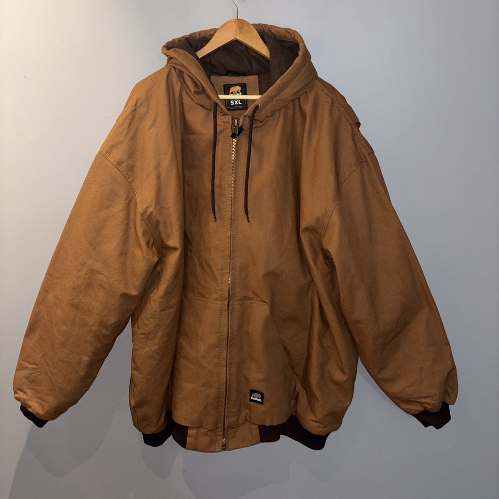 Berne Men's Hooded Jacket Duck Canvas Tricot Lined Active Work Coat Size 5XL